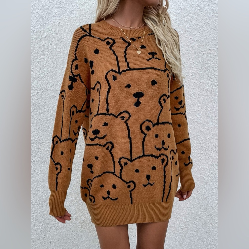 Womens Long Sleeve Round Neck Pullover Sweater
